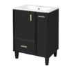Modern Solid Wood And 24" Bathroom Vanity With Sink, Deep Drawer, Door Shelf, 2 Tier Basket - Black - Image 11