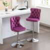 Swivel Velvet Barstools, Adjusatble Seat Height 1712PP (Set of 2) - Purple - Image 15