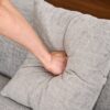 Compression Sofa: Combining Chaise Longue With 3 Seater, Wood Grain Chenille Fabric, Full Sponge Compression Sofa, Combined Sofa With 4 Pillows For Living / Home Furniture / Apartment - Gray - Image 34