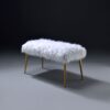 Bagley II - Faux Fur Bench - White / Gold - Image 8