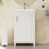Modern Small Bathroom Vanity Cabinet With Ceramic Basin, Ample Storage, 1 Soft-Close Door - White - Image 6