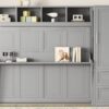 Queen Size Murphy Wall Bed With Closet And Drawers - Gray - Image 18