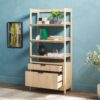 Transitional Wide Reeded Bookshelf With Drawers On Bottom - Oak - Image 6