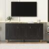 Modern TV Stand With 3 Doors And Adjustable Shelves For Living Room, Fits TVs Up To 70" - Black - Image 4