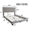 Queen Size Adjustable Upholstered Bed Frame, Vintage Style And Clean Line Design, Popular Style - Gray - Image 4