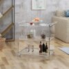Elegant Acrylic Bar Cart With Tempered Glass Shelves And Rattan Metal Frame - Clear - Image 6