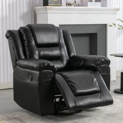 360° swivel And Rocking Home Theater Recliner Manual Recliner Chair With Wide Armrest For Living Room - Black