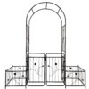 Metal Garden Arch With Gate Wide High Climbing Plants Support Rose Arch Outdoor - Black - Image 9