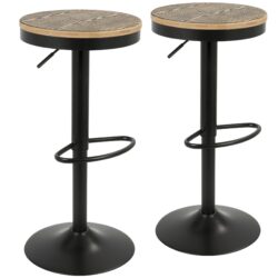 Dakota - Industrial Adjustable Barstool With Swivel (Set of 2) - Black / Brown / Grain