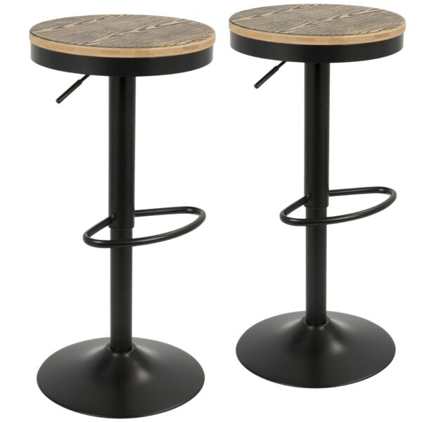 Dakota - Industrial Adjustable Barstool With Swivel (Set of 2) - Black / Brown / Grain