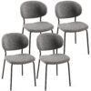 Boucle Dining Chairs, Modern Dining Room Chairs With Black Metal Legs, Armless Kitchen Chair For Dining Room, Living Room (Set of 4) - Gray - Image 3