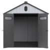1 Resin Plastic Storage Shed For Backyard Garden With Spire Tool Storage - Black / Gray - Image 13
