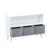 Kids Bookcase With Collapsible Fabric Drawers, Children's Book Display, Toy Storage Cabinet Organizer - White / Gray - Image 21