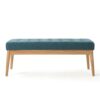 Vibratory - Button Tufted Upholstered Ottoman With Splayed Wooden Legs - Teal / Natural - Image 3