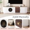 Modern Minimalist TV Stand For TVs Up To 80", Entertainment Center With 3 Drawers And 1 Shelf, Metal Handles And 2 Cabinets For Living Room - White - Image 11
