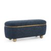 Modern Upholstered Storage Ottoman Bench With Seating - Dark Blue - Image 13