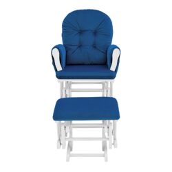 Mason - Glider And Ottoman White Wood - Navy Fabric