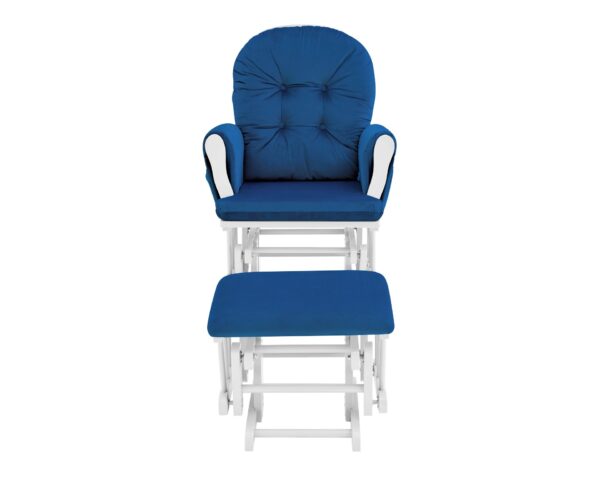 Mason - Glider And Ottoman White Wood - Navy Fabric