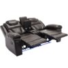 3 Pieces Recliner Sofa Sets Home Theater Seating Manual Recliner Chair With Center Console And Led Light Strip For Living Room - Brown - Image 19