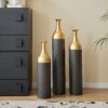 Elegant Floor Vase Set Metal Decorative Vases 3 Piece Set For Floral Display, Wedding & Gift Decor - Gold / Black - Image 17