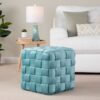 Square Braided Ottoman - Ice Blue - Image 5