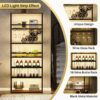 LED Tall Wine Rack Freestanding Floor, 7 Tier Wine Baker Rack With Glass Holder & Wine Storage, Industrial Wine Display Shelf Wine Bar Cabinet For Bar, Kitchen, Dining Room - Walnut / Black - Image 7