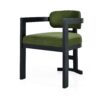 Elegant Upholstered Wood Dining Chair Set With Velvet (Set of 2) - Green / Black - Image 7