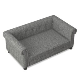 Modern Linen Fabric Elevated Pet Bed For Small And Medium Dogs - Light Gray