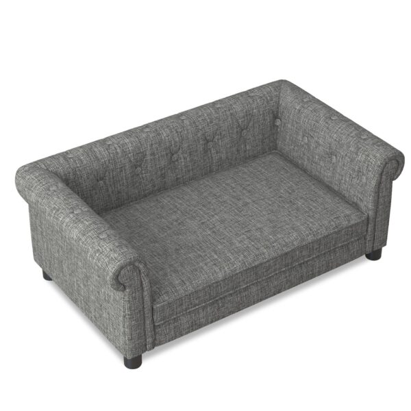 Modern Linen Fabric Elevated Pet Bed For Small And Medium Dogs - Light Gray