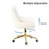 Modern Teddy Fleece Fabric Dining Chair With Gold Legs, Soft And Comfortable, Adjustable, Space Saving - Beige - Image 8