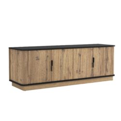Grain 4 Door TV Cabinet, An Ideal Choice For TV And Item Storage In Modern Homes, A Perfect Blend Of Nordic And Modern Minimalist Styles - Black