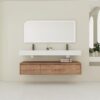 Contemporary Wall Mounted Bathroom Vanity With Dual Resin Sink And Soft Close Drawer - Imitative Oak - Image 5