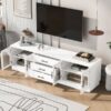 Modern Minimalist TV Stand For TVs Up To 75", Entertainment Center Media Console Cabinet With Adjustable Shelves For Living Room - White - Image 6