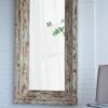 Full Length Rectangle Floor Mirror With Distressed Wood Frame - Brown - Image 4