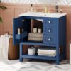Transitional Style Bathroom Vanity Cabinet Combo With Ceramic Sink - Blue - Image 24