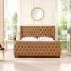 Brooklyn - King Tufted Panel Bed Headboard And Footboard Set - Caramel Tan Brown - Image 10