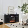 Modern Wood Cabinet With Adjustable Shelves And Embedded Fireplace With Remote Control - Black Oak - Image 5