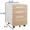 3 Drawer Mobile File Cabinet Under Desk Office, Simple Style Versatile Storage Cabinet For Legal / Letter / A4 Files, 5 Wheel Design Anti-Tilting Cold Rolled Steel Waterproof Moisture-Proof - White / Light Brown - Image 17