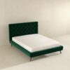 Dillon - Velvet Platform Bed Queen Size - Green - Image 4