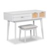 Classic Wood Makeup Vanity Set With Flip-Top Mirror And Stool, Dressing Table With Three Drawers And Storage Space - White - Image 11