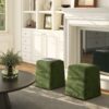 Oliver - Tapered Square Upholstered Ottoman - Moss Green Fleeced - Image 7