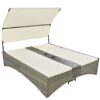 Patio Daybed Outdoor Daybed Sun Lounger With Shelter Roof With Adjustable Backrest, Storage Box And 2 Cup Holders For Patio, Balcony, Poolside - Cream - Image 19