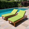 2 Piece Outdoor Chaise Lounge Chair Cushion Set With Pillow, Replacement Patio Seat Cushions - Apple Green - Image 10