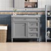 Bathroom Vanity With Top Sink, Modern Bathroom Storage Cabinet With 2 Drawers And A Tip-Out Drawer, Single Sink Bathroom Vanity - Gray - Image 4