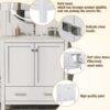 Bathroom Vanity With Single Sink, Combo Cabinet Undermount Sink, Bathroom Storage Cabinet With Two Doors And A Drawer, Soft Closing, Multifunctional Storage, Solid Wood Frame - White - Image 5