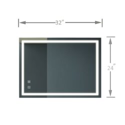 Briiiliant - Bathroom Vanity Mirror Anti Fog, Dimmable Rectangle Mirror & Front Lighting Smart Memory Function - Silver