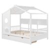 Full Size House Bed With 2 Drawers, Kids Bed With Storage Shelf - White - Image 6
