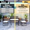 20 Piece Interlocking Deck Tiles Striped Pattern, Square Acacia Hardwood Outdoor Flooring For Patio, Bancony, Pool Side - Light Gray - Image 37