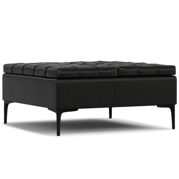 Laura - Lift Top Storage Ottoman - Black
