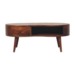 Large Wave Coffee Table, 1 Drawer - Chestnut